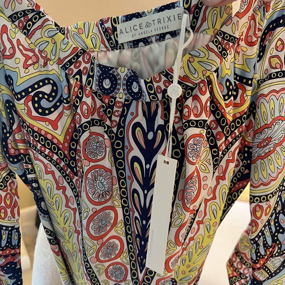 NWT!  Alice and Trixie paisley silk dress in L with tie waist in multi color. - Picture 8 of 8